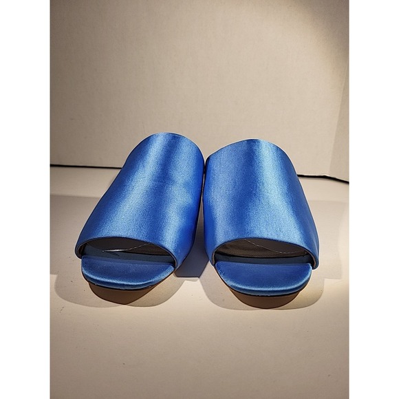Donald Pliner Rimini Cerulean Blue Satin Slide Sandals Heels Women's Size 9 - Picture 8 of 13